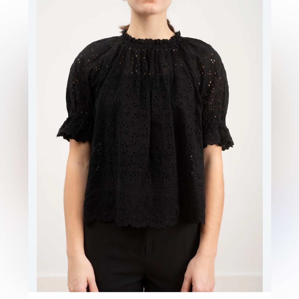 Ulla Johnson Fern Top Noir Eyelet Size 4 Black